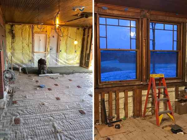The kitchen space during renovations